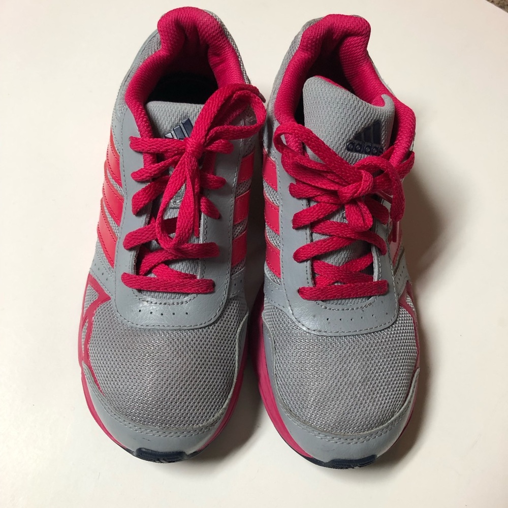 Girls Adidas gray and pink sneakers